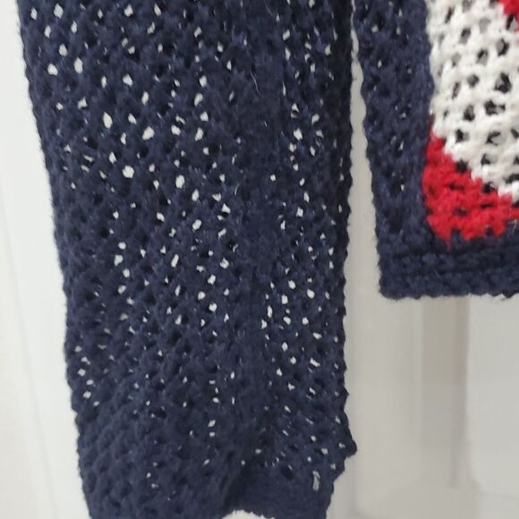 NortonStudio Patriotic stars & stripes crochet sweater,Proud American, Large - Picture 3 of 4